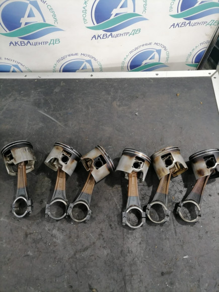 б/у Yamaha 150-200 шатун, поршень, кольца в сборе 6E5-11651-01-00, 6R5-11631, 6R5-11603